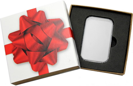 SilverTowne Natural Kraft Paper Gift Box with Red Bow Box Sleeve